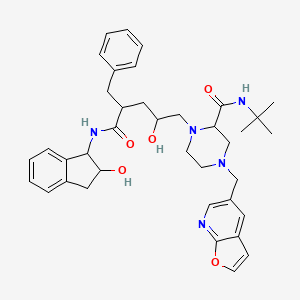 molecular formula C38H47N5O5 B13076600 (S)-1-((2S,4R)-4-benzyl-2-hydroxy-5-(((1S,2R)-2-hydroxy-2,3-dihydro-1H-inden-1-yl)amino)-5-oxopentyl)-N-(tert-butyl)-4-(furo[2,3-b]pyridin-5-ylmethyl)piperazine-2-carboxamide 