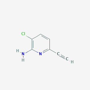 molecular formula C7H5ClN2 B13076733 3-Chloro-6-ethynylpyridin-2-amine 