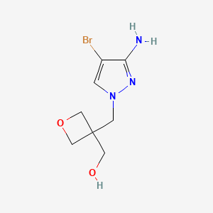 molecular formula C8H12BrN3O2 B13076769 {3-[(3-amino-4-bromo-1H-pyrazol-1-yl)methyl]oxetan-3-yl}methanol 