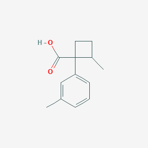 molecular formula C13H16O2 B13076772 2-Methyl-1-(3-methylphenyl)cyclobutane-1-carboxylic acid 