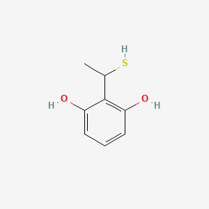 molecular formula C8H10O2S B13076815 2-(1-Sulfanylethyl)benzene-1,3-diol 