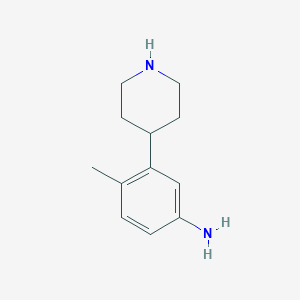 molecular formula C12H18N2 B13076844 4-Methyl-3-(piperidin-4-YL)aniline 