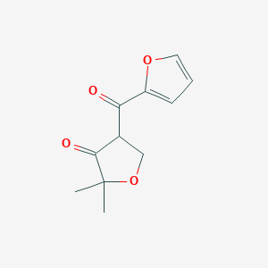 molecular formula C11H12O4 B13076848 4-(Furan-2-carbonyl)-2,2-dimethyloxolan-3-one 