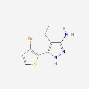 molecular formula C9H10BrN3S B13076852 3-(3-bromothiophen-2-yl)-4-ethyl-1H-pyrazol-5-amine 