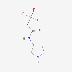 molecular formula C7H11F3N2O B13076853 3,3,3-trifluoro-N-(pyrrolidin-3-yl)propanamide 