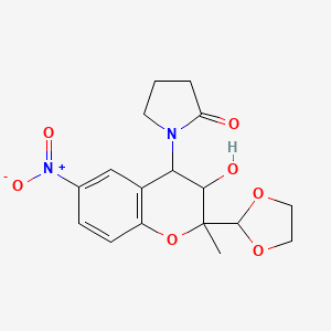 1-(2-(1,3-Dioxolan-2-yl)-3-hydroxy-2-methyl-6-nitrochroman-4-yl)pyrrolidin-2-one