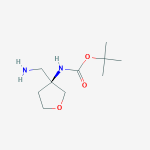 molecular formula C10H20N2O3 B13076988 tert-ButylN-[(3S)-3-(aminomethyl)oxolan-3-yl]carbamate 