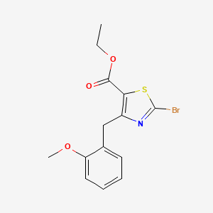 molecular formula C14H14BrNO3S B13077039 Ethyl 2-bromo-4-(2-methoxybenzyl)thiazole-5-carboxylate 