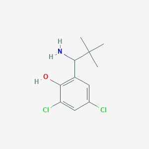 molecular formula C11H15Cl2NO B13077065 2-(1-Amino-2,2-dimethylpropyl)-4,6-dichlorophenol 