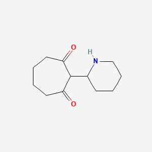 molecular formula C12H19NO2 B13077110 2-(Piperidin-2-yl)cycloheptane-1,3-dione 