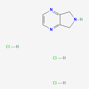 molecular formula C6H10Cl3N3 B13077111 6,7-Dihydro-5H-pyrrolo[3,4-b]pyrazinetrihydrochloride 