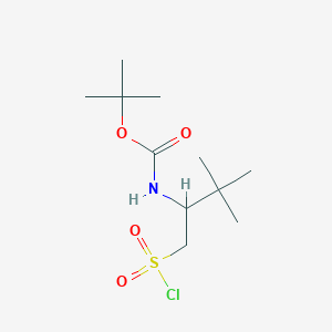 molecular formula C11H22ClNO4S B13077173 Tert-butyl N-[1-(chlorosulfonyl)-3,3-dimethylbutan-2-YL]carbamate 