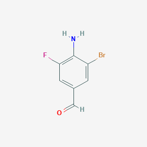 molecular formula C7H5BrFNO B13077176 4-Amino-3-bromo-5-fluorobenzaldehyde CAS No. 1379586-00-1