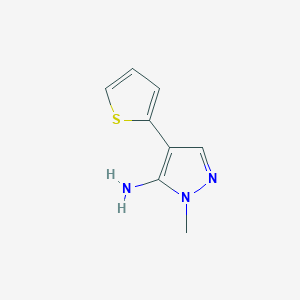 molecular formula C8H9N3S B13077198 1-methyl-4-(2-thienyl)-1H-pyrazol-5-amine 