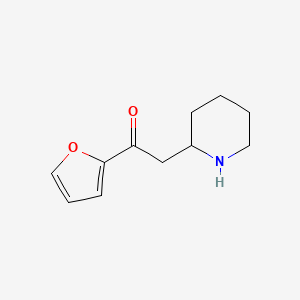 molecular formula C11H15NO2 B13077224 1-(Furan-2-yl)-2-(piperidin-2-yl)ethan-1-one 