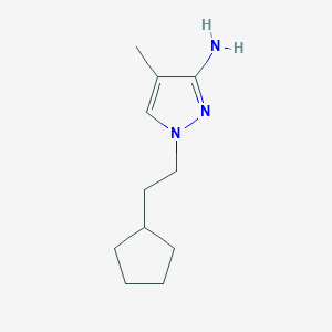 molecular formula C11H19N3 B13077240 1-(2-Cyclopentylethyl)-4-methyl-1H-pyrazol-3-amine 