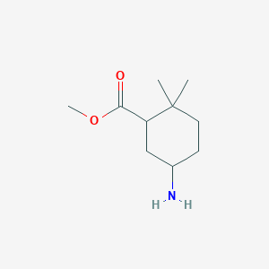 molecular formula C10H19NO2 B13077258 Methyl 5-amino-2,2-dimethylcyclohexane-1-carboxylate 