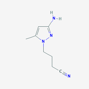 molecular formula C8H12N4 B13077290 4-(3-Amino-5-methyl-1H-pyrazol-1-yl)butanenitrile 