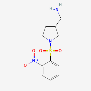 molecular formula C11H15N3O4S B13077300 [1-(2-Nitrobenzenesulfonyl)pyrrolidin-3-YL]methanamine 