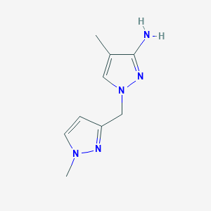 molecular formula C9H13N5 B13077312 4-Methyl-1-[(1-methyl-1H-pyrazol-3-YL)methyl]-1H-pyrazol-3-amine 