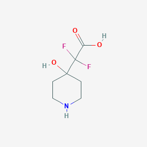 molecular formula C7H11F2NO3 B13077396 2,2-Difluoro-2-(4-hydroxypiperidin-4-yl)acetic acid 