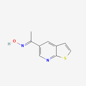 molecular formula C9H8N2OS B13077458 (NE)-N-(1-thieno[2,3-b]pyridin-5-ylethylidene)hydroxylamine 