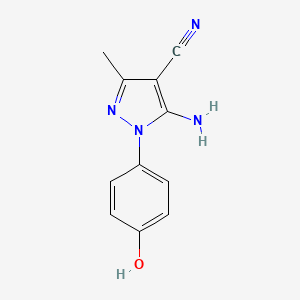 molecular formula C11H10N4O B13077469 5-Amino-1-(4-hydroxyphenyl)-3-methyl-1H-pyrazole-4-carbonitrile 