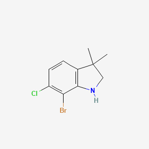 molecular formula C10H11BrClN B13077497 7-bromo-6-chloro-3,3-dimethyl-2,3-dihydro-1H-indole 