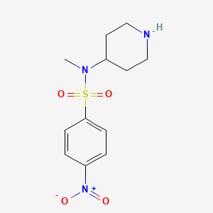 molecular formula C12H17N3O4S B13077534 N-Methyl-4-nitro-N-(piperidin-4-yl)benzene-1-sulfonamide 