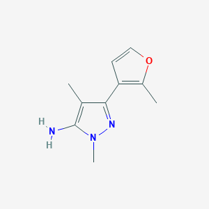 molecular formula C10H13N3O B13077642 1,4-Dimethyl-3-(2-methylfuran-3-YL)-1H-pyrazol-5-amine 