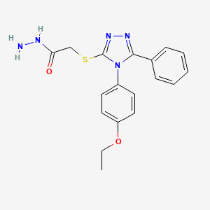 molecular formula C18H19N5O2S B13077676 2-{[4-(4-ethoxyphenyl)-5-phenyl-4H-1,2,4-triazol-3-yl]sulfanyl}acetohydrazide 