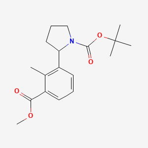 molecular formula C18H25NO4 B13077683 Tert-butyl 2-(3-(methoxycarbonyl)-2-methylphenyl)pyrrolidine-1-carboxylate CAS No. 914299-22-2