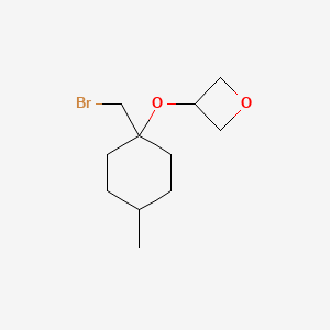 molecular formula C11H19BrO2 B13077710 3-{[1-(Bromomethyl)-4-methylcyclohexyl]oxy}oxetane 