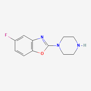 molecular formula C11H12FN3O B13077898 5-Fluoro-2-(piperazin-1-yl)-1,3-benzoxazole 