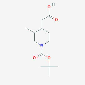 molecular formula C13H23NO4 B13078031 2-{1-[(Tert-butoxy)carbonyl]-3-methylpiperidin-4-yl}acetic acid 