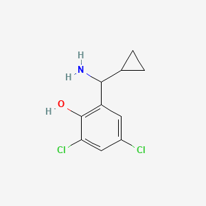 molecular formula C10H11Cl2NO B13078061 2-[Amino(cyclopropyl)methyl]-4,6-dichlorophenol 