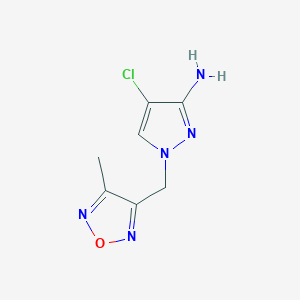 molecular formula C7H8ClN5O B13078084 4-chloro-1-[(4-methyl-1,2,5-oxadiazol-3-yl)methyl]-1H-pyrazol-3-amine 