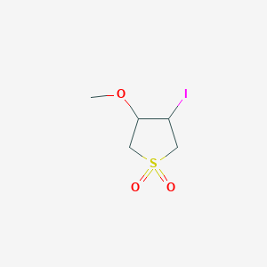 molecular formula C5H9IO3S B13078118 3-Iodo-4-methoxy-1lambda6-thiolane-1,1-dione 