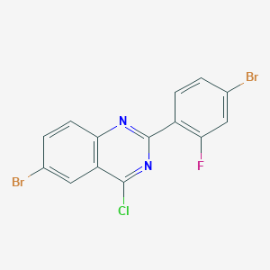 molecular formula C14H6Br2ClFN2 B13078158 6-Bromo-2-(4-bromo-2-fluorophenyl)-4-chloroquinazoline CAS No. 1260863-52-2