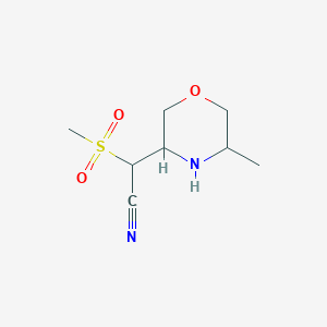 molecular formula C8H14N2O3S B13078191 2-Methanesulfonyl-2-(5-methylmorpholin-3-yl)acetonitrile 