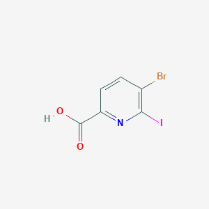 molecular formula C6H3BrINO2 B13078194 5-Bromo-6-iodopicolinic acid 