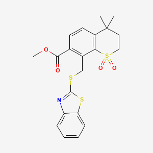 Methyl 8-((benzo[d]thiazol-2-ylthio)methyl)-4,4-dimethylthiochroman-7-carboxylate 1,1-dioxide