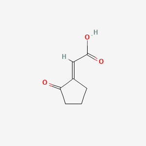 molecular formula C7H8O3 B13078229 (2E)-2-(2-oxocyclopentylidene)acetic acid 