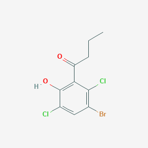 molecular formula C10H9BrCl2O2 B13078239 1-(3-Bromo-2,5-dichloro-6-hydroxyphenyl)butan-1-one 