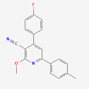 molecular formula C20H15FN2O B13078258 4-(4-Fluorophenyl)-2-methoxy-6-(p-tolyl)nicotinonitrile 