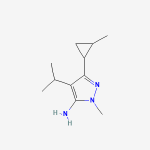 molecular formula C11H19N3 B13078290 1-Methyl-3-(2-methylcyclopropyl)-4-(propan-2-yl)-1H-pyrazol-5-amine 