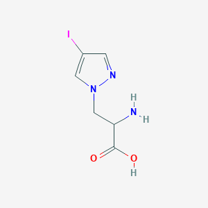 molecular formula C6H8IN3O2 B13078323 2-amino-3-(4-iodo-1H-pyrazol-1-yl)propanoic acid CAS No. 6715-95-3