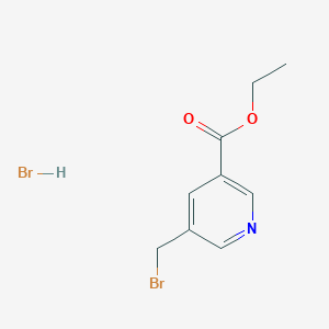 molecular formula C9H11Br2NO2 B13078364 Ethyl 5-(bromomethyl)nicotinate hydrobromide 