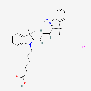 molecular formula C30H37IN2O2 B13078370 2-(3-(1-(5-Carboxypentyl)-3,3-dimethylindolin-2-ylidene)prop-1-en-1-yl)-1,3,3-trimethyl-3H-indol-1-ium iodide 