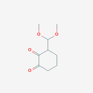 molecular formula C9H14O4 B13078389 3-(Dimethoxymethyl)cyclohexane-1,2-dione 